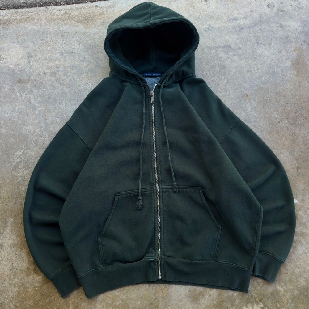 Vintage Y2K Brandy Melville Full Zip Hoodie Pine Green Earth Tones Large L1